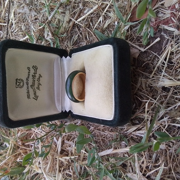 Miki moto,1850's 14kt gold/ jade Hong Kong China wedding ring - Picture 3 of 3
